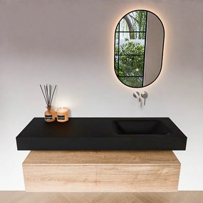 Zaro Alan badmeubel 140cm washed oak 1 lade met vrijhangende wastafel cloud rechts zonder kraangat urban