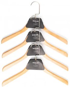 Set van 4 houten kledinghangers Rita Bruin – natuurlijk hout - Sklum