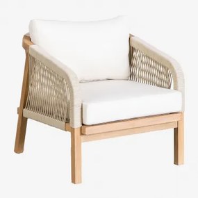 Acaciahouten Fauteuil Dubai Rustiek Acaciabruin & Stof Gardenia Wit - Sklum