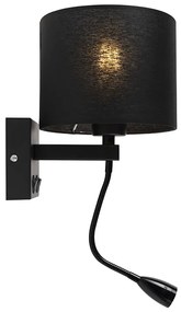 LED Moderne wandlamp zwart met zwarte kap - Brescia Modern E27 rond Binnenverlichting Lamp