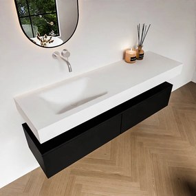 Zaro Alan badmeubel 160cm urban 2 lades met vrijhangende wastafel cloud links zonder kraangat talc