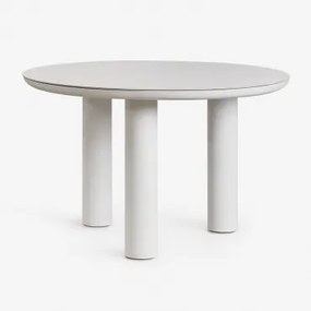 Ronde Eettafel Ø120 Cm In Keramiek En Aluminium Arken Beige – Crème - Sklum