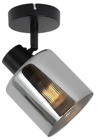 Art Deco plafondspot zwart met smoke glas verstelbaar - Laura