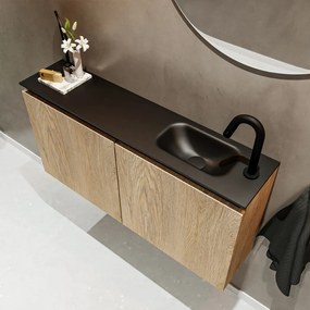 Mondiaz Ture 100cm toiletmeubel washed oak met wastafel urban rechts 1 kraangat