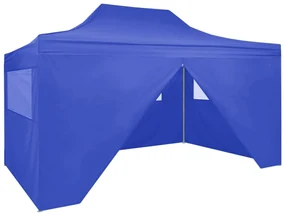 vidaXL Partytent met 4 zijwanden inklapbaar 3x4 m staal blauw