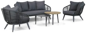 Stoel en Bank Loungeset 4 personen Aluminium/wicker Zwart  Coco Coco Leonardo