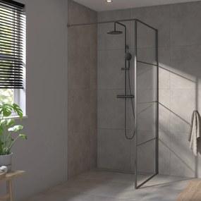Saqu Devine industriële inloopdouche incl. antikalkbehandeling 80x210cm mat zwart