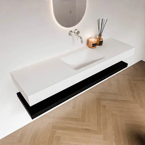 Zaro Alan badmeubel 160cm met planchet urban en vrijhangende wastafel cloud midden zonder kraangat talc