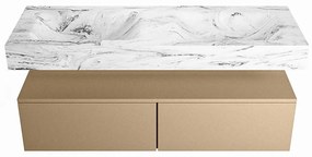 Mondiaz Alan DLux badmeubel 130cm oro 2 lades met wastafel glace dubbel zonder kraangat