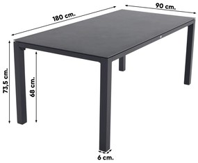 Hartman Monza alu/Chaneo verstelbare tuinset - 180x90 cm. - 5-delig