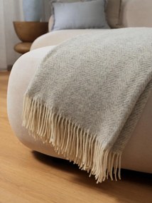 Wollen plaid Tirol met visgraatpatroon en franjes