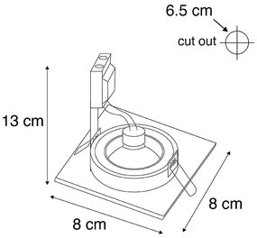 Buitenlamp Set van 6 Moderne inbouwspot goud vierkant IP44 - Xena GU10 IP44 Buitenverlichting Lamp