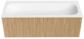 Mondiaz Kurve 120cm badmeubel oak met 1 lade en wastafel big large midden 1 kraangat