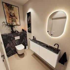 MONDIAZ TURE-DLUX 120cm toiletmeubel Talc. EDEN wastafel Lava positie rechts. Met 1 kraangat. TUREDX120TALR1LAV