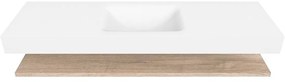 Zaro Alan badmeubel 160cm met planchet washed oak en vrijhangende wastafel cloud midden zonder kraangat talc