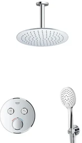 GROHE Grohtherm Regendoucheset Inbouw - 2 functies - met Fortifura hoofddouche 25cm - ronde handdouche - plafondarm - chroom sw105953 SW104917  SW720552 SW377830 SW542643 SW49