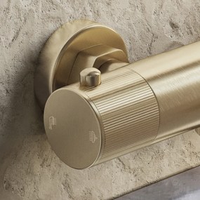Saniclear Brass Stripes thermostatische opbouw badkraan geborsteld messing - mat goud