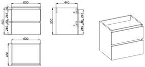 Fontana Freestone badkamermeubel mat wit 60cm met natuurstenen wastafel zonder kraangat