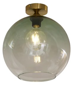 Art Deco plafondlamp messing met groen glas - Sandra