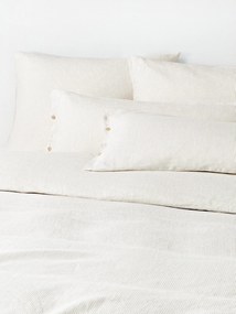 Gewassen linnen dekbedovertrek Rinna met fijne strepen