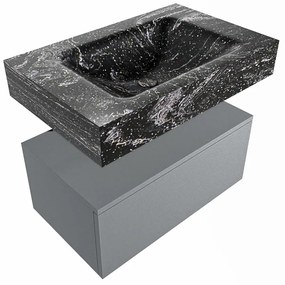 Mondiaz Alan DLux badmeubel 70cm plata 1 lade met wastafel lava midden zonder kraangat