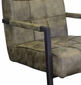 Eetkamerstoel - Jupiter - stof Cowboy retro lederlook olijf groen