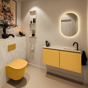 Mondiaz Ture DLux toiletmeubel 100cm ocher met wastafel ostra rechts met kraangat