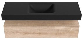 Zaro Alan badmeubel 140cm washed oak 1 lade met vrijhangende wastafel cloud midden 1 kraangat urban