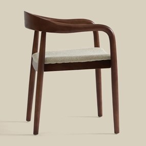 Eetkamerstoel Walnoot Hout Met Beige Zitting