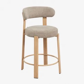 Pack Van 4 Hoge Krukken Met Rugleuning Van Chenillestof En Ijzer Jolie Bruin Natuurlijk Hout & ↑65 Cm & Chenille Bruin Wheat - Sklum