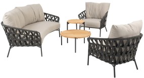 Albareto stoel bank organische loungeset 5 delig antraciet rope Taste 4SO