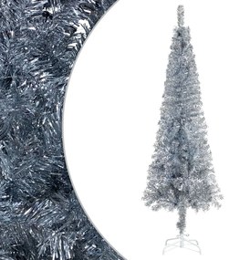 vidaXL Kerstboom met LED's smal 240 cm zilverkleurig
