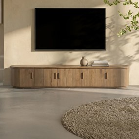 Eiken Tv-meubel Organische Vorm 240 Cm Bruin - 240x42x43cm.