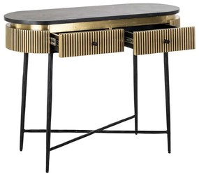Richmond Interiors Ironville Ovale Sidetable Goud Met Ribbels - 100 X 40cm.