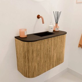 Mondiaz Joya 65cm toiletmeubel ronding links/rechts oak met wastafel faye midden zonder kraangat urban