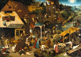 Kunstreproductie Netherlandish Proverbs, 1559, Bruegel, Pieter the Elder