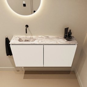 Mondiaz Ture DLux toiletmeubel 100cm talc met wastafel glace links zonder kraangat