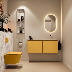 Mondiaz Ture DLux toiletmeubel 120cm ocher met wastafel glace rechts zonder kraangat