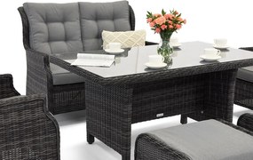 Malaga Apetito 4 antraciet technorattan set met Garden Point poefs