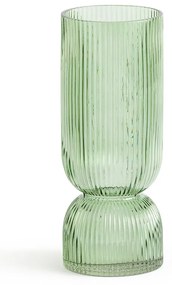 Vaas in geribbeld glas H26 cm, Valira