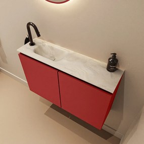 Mondiaz Ture DLux toiletmeubel 80cm fire met wastafel ostra links met kraangat