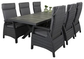 Verstelbare tuinset - Darwin wicker tuinstoel + Admiral tuintafel 224 cm.