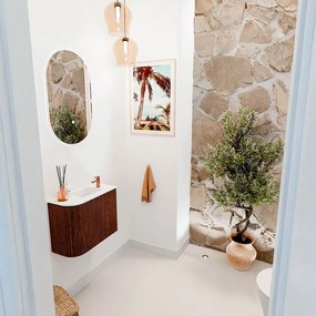Mondiaz Joya 50cm toiletmeubel ronding links ruby met wastafel faye rechts 1 kraangat talc