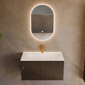 Mondiaz Kurve 80cm badmeubel shadow met 1 lade en wastafel big small midden 1 kraangat