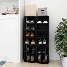 vidaXL Schoenenkasten 2 st 25x27x102 cm hoogglans zwart