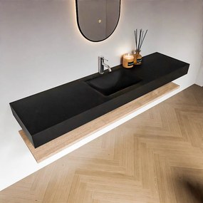 Zaro Alan badmeubel 180cm met planchet washed oak en vrijhangende wastafel cloud midden 1 kraangat urban