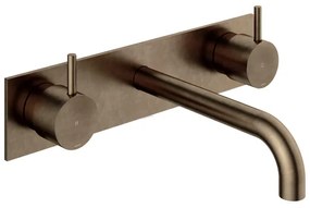 Hotbath Cobber afbouwdeel wastafelmengkraan met achterplaat en 18 cm uitloop verouderd messing CB006TEXT18AB