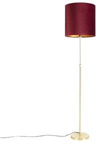 Vloerlamp goud/messing met velours kap rood 40/40 cm - Parte Klassiek / Antiek E27 cilinder / rond rond Binnenverlichting Lamp