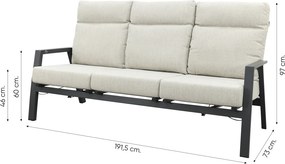 Lagos/Atlanta stoelen & 3-zitsbank loungeset 5-delig verstelbaar - Antraciet