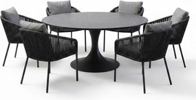 Flair Brightling dining tuinset 158xH75 cm 7 delig antraciet keramiek